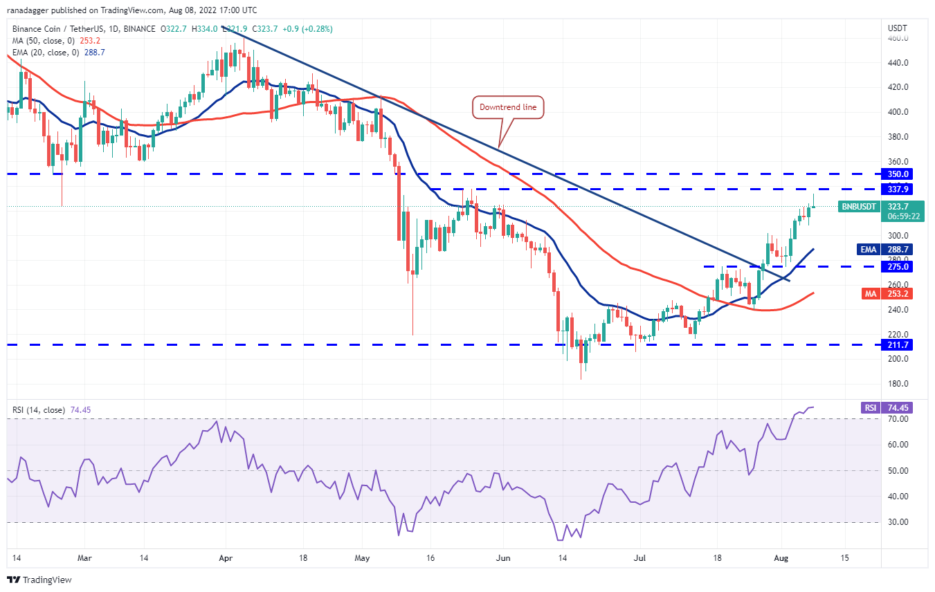 价格分析 8/8：BTC、ETH、BNB、XRP、ADA、SOL、DOGE、DOT、MATIC