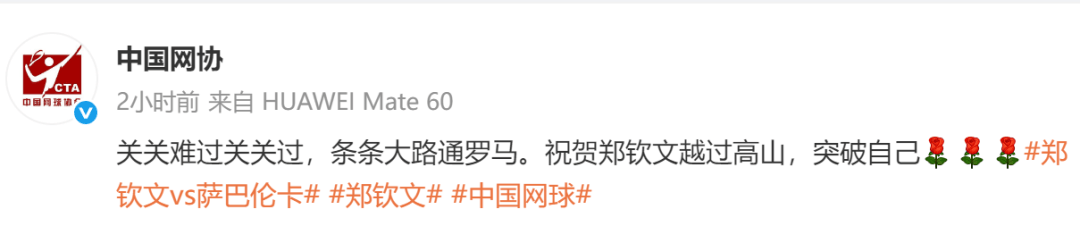 生涯首胜萨巴伦卡<strong></p>
<p>德商币</strong>，郑钦文赛后发博：山海皆可平，半决赛对阵高芙，再迎复仇之战